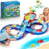 image:imageVATOS 2Tier Outdoor Water Table Toys for Kids 61PCS DIY Summer Waterways Playset with Pump Toddler Water Park Toys for Pool Backyard Beach Sensory Activity Fun Toy Gift for Boys Girls 35 48