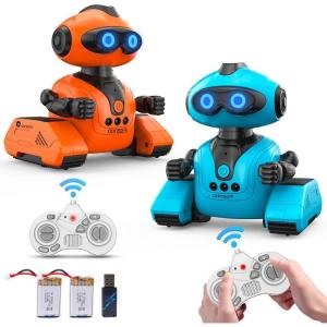 image:imageVATOS 2PCS RC Robot Toys for Kids Rechargeable Remote Control Emo Robots with Music amp Shining LED Eyes Flexible Head amp Arms Touch Sensor Intelligent Talking Robot Gifts for 3 Years Old Boys Girls