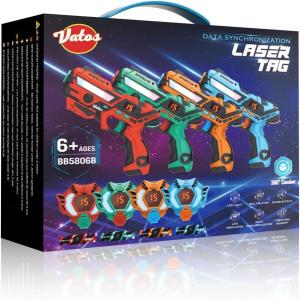 image:imageVATOS Laser Tag 360 Sensors Set of 4 Players 24GHz Rechargeable Infrared Realtime Data Display Laser Tag Gun Fun Family Group Activity Game Toy Guns for Kids Teenage Gifts Age 6