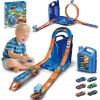 image:imageVATOS Toy Cars Fuel Tank Routes for Children 2in1 Mode Car Racing Track with 6 Cars Storage Stunt Box Race Tracks Toy Gift for Boys Age 3 4 5 6 7 8
